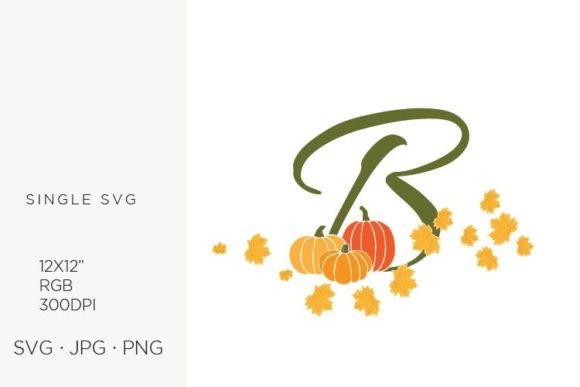 B Letter, Autumn, Leaves and Pumpkin Graphics & Icons