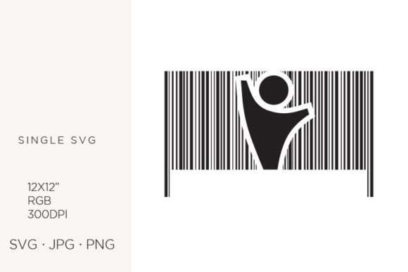Barcode, Abstract Human Figure, Vector Graphics