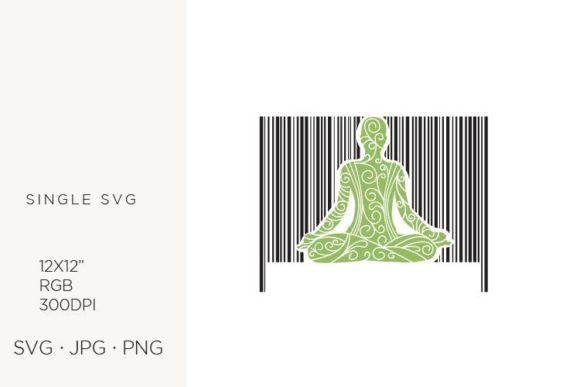 Barcode, Person in Meditative Pose Graphics & Icons