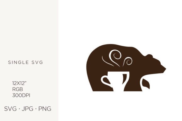 Bear and Cup of Coffee Graphics & Icons