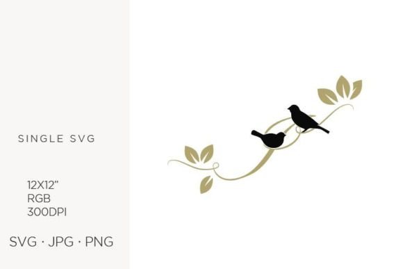 Birds on a Branch, Golden Letter I: Icons & Graphics for Warm Branding