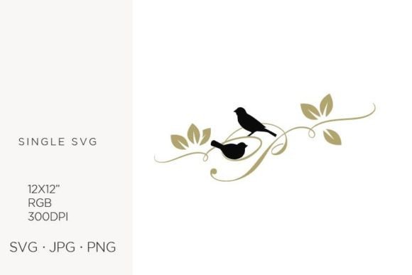 Birds on a Branch, Golden Letter P
