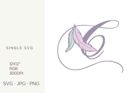 Bohemian Feather, Boho Letter C Graphics & Icons