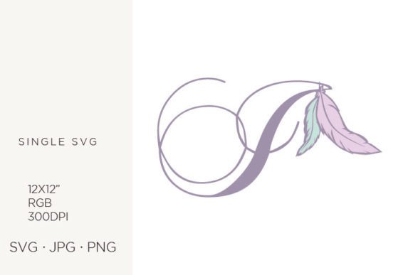 Bohemian Feather, Boho Letter I