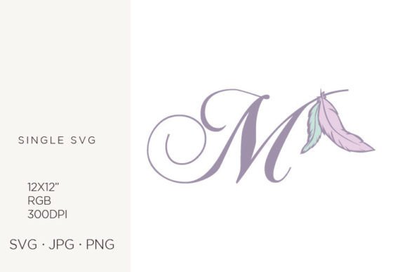 Bohemian Feather, Boho Letter M Graphics & Icons