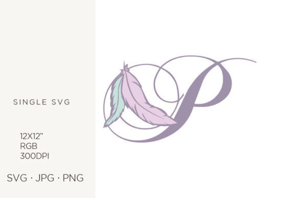 Bohemian Feather, Boho Letter P Graphics & Icons