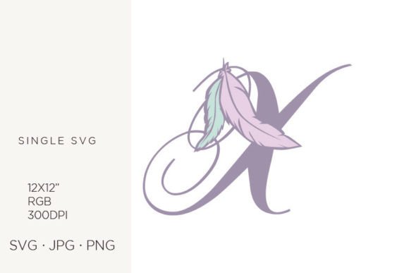 Bohemian Feather, Boho Letter X Graphics & Icons