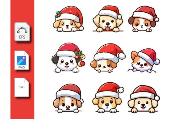 Christmas Peeking Dogs Graphics for Crafts