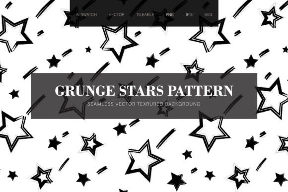 Grunge Falling Stars Seamless Pattern: Graphics & Patterns