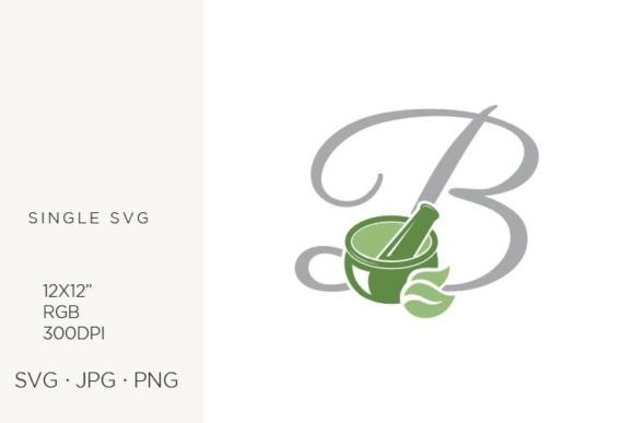 Mortar and Pestle, Spice and Letter B Graphics & Icons