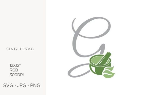 Mortar and Pestle, Spice and Letter G Graphics & Icons