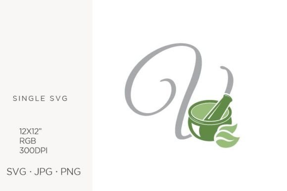 Mortar and Pestle, Spice and Letter V Graphics