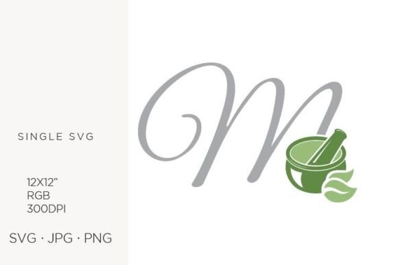 Mortar and Pestle, Spice & Letter M Graphics