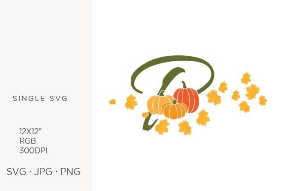 P Letter, Autumn, Leaves and Pumpkin Graphics & Icons