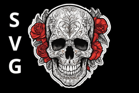 Skull with Red Roses SVG: Graphics for Crafts & Editorial Impact