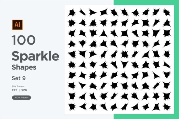 Sparkle Shape Symbol Sign V1-100-9: Graphics & Decorative Elements
