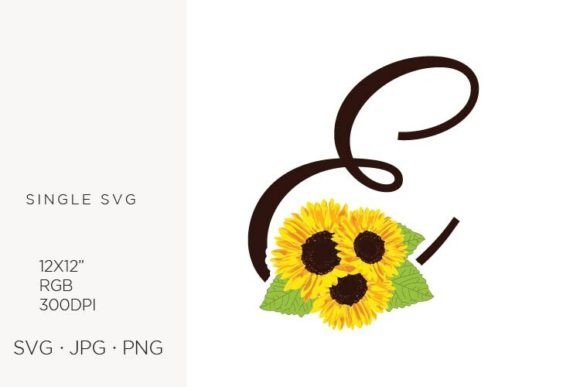 Sunflowers Letter E: Graphics & Icons for Warm, Handmade Branding