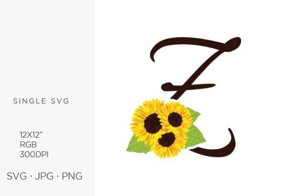 Sunflowers Letter Z: SVG Graphics & Icons for Branding