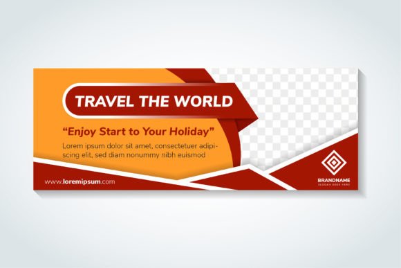 Travel the World Horizontal Banner: Graphics for Social Media Templates